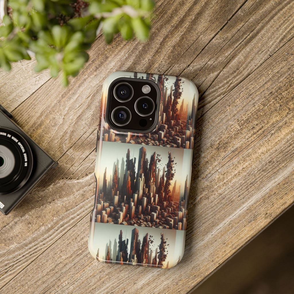 Abstract Skyline iPhone Case — Surreal Cityscape Impact-Resistant Phone Cover