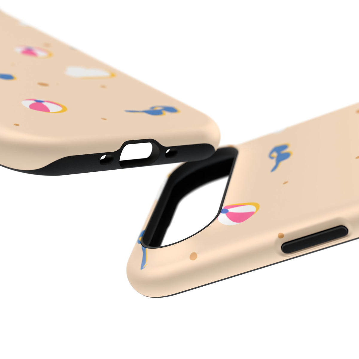 Beach Pattern Impact-Resistant Phone Case — Sunglasses, Beach Ball & Clouds Design