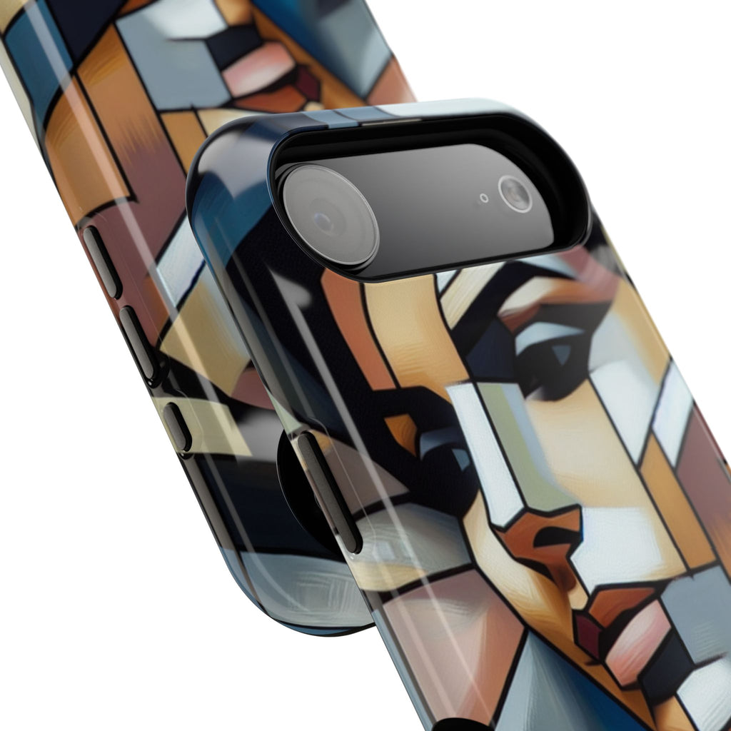 Impact-Resistant Phone Case — Modern Geometric Portrait Design