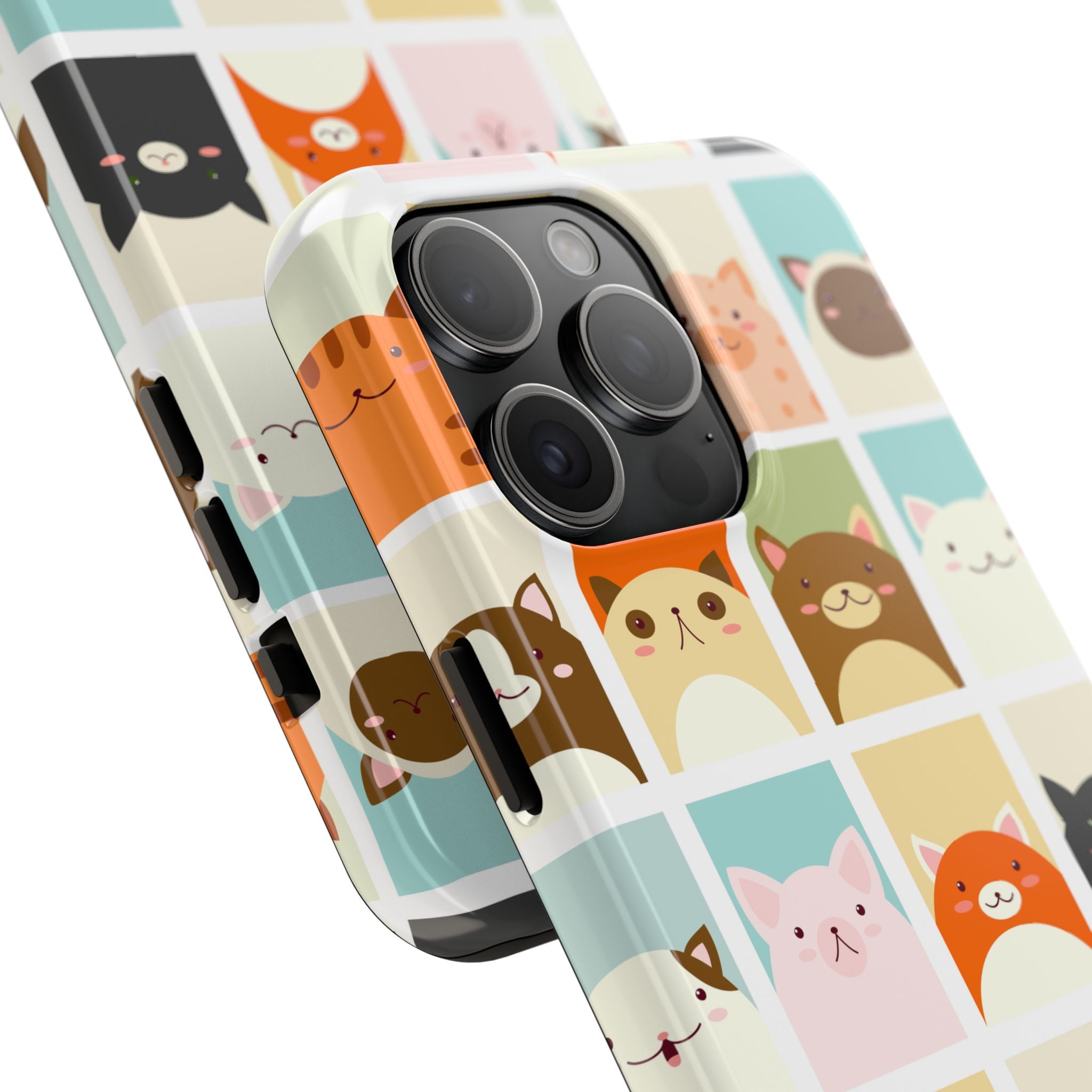 Cute Grid Cats Tough Phone Case
