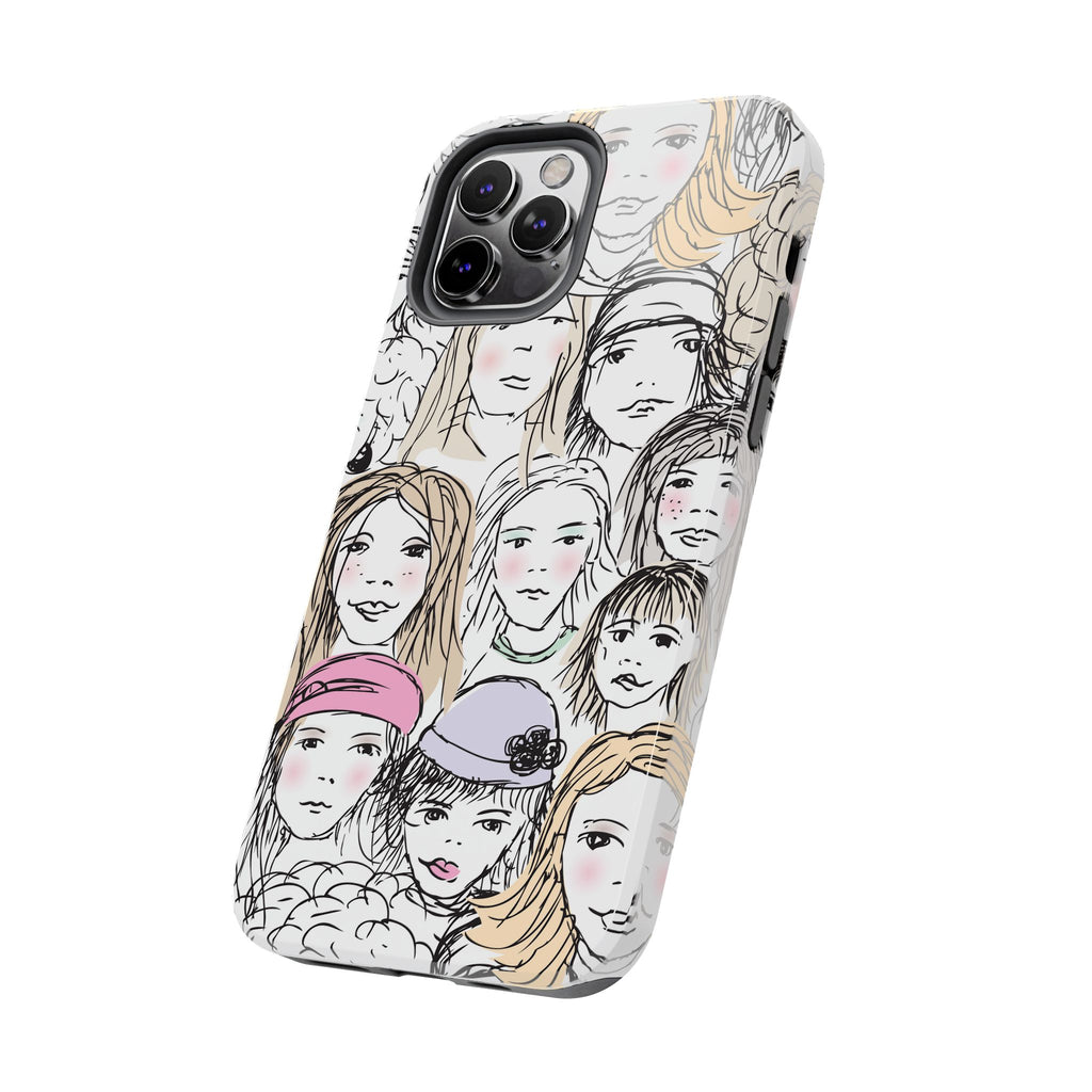 Phone Case — Hand-Drawn Faces Pattern