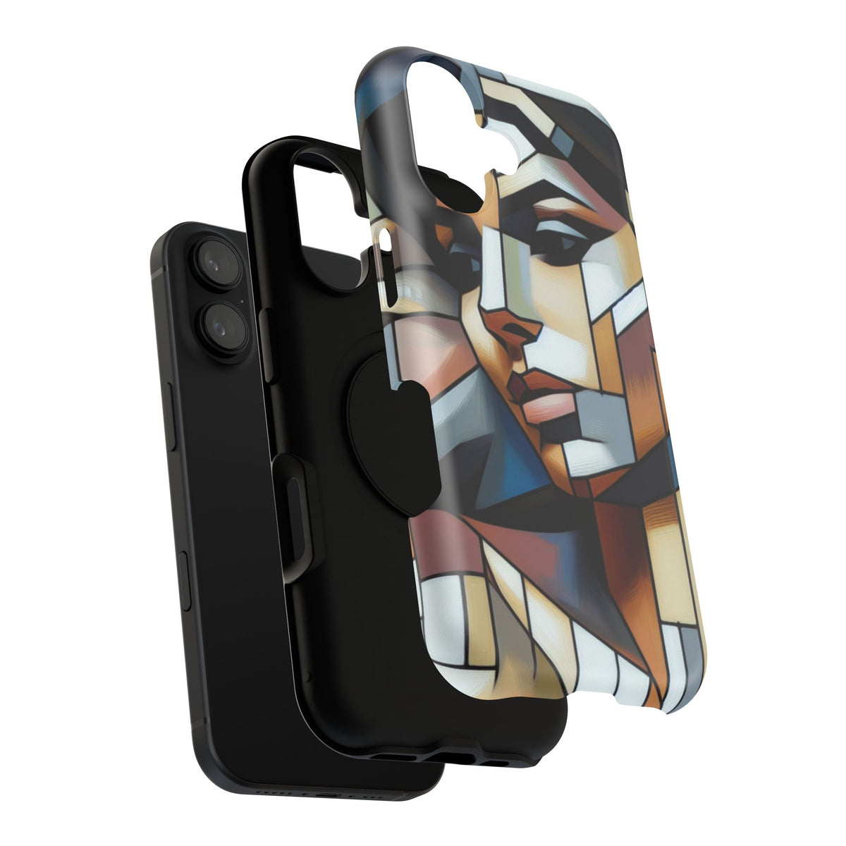 Impact-Resistant Phone Case — Modern Geometric Portrait Design