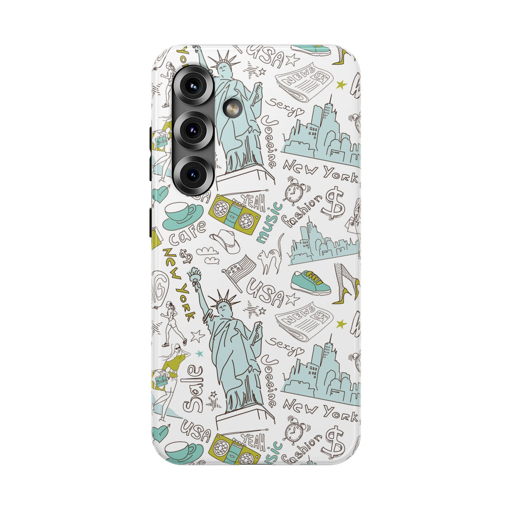 New York Doodle Phone Case — Travel-Inspired Impact-Resistant iPhone Cover