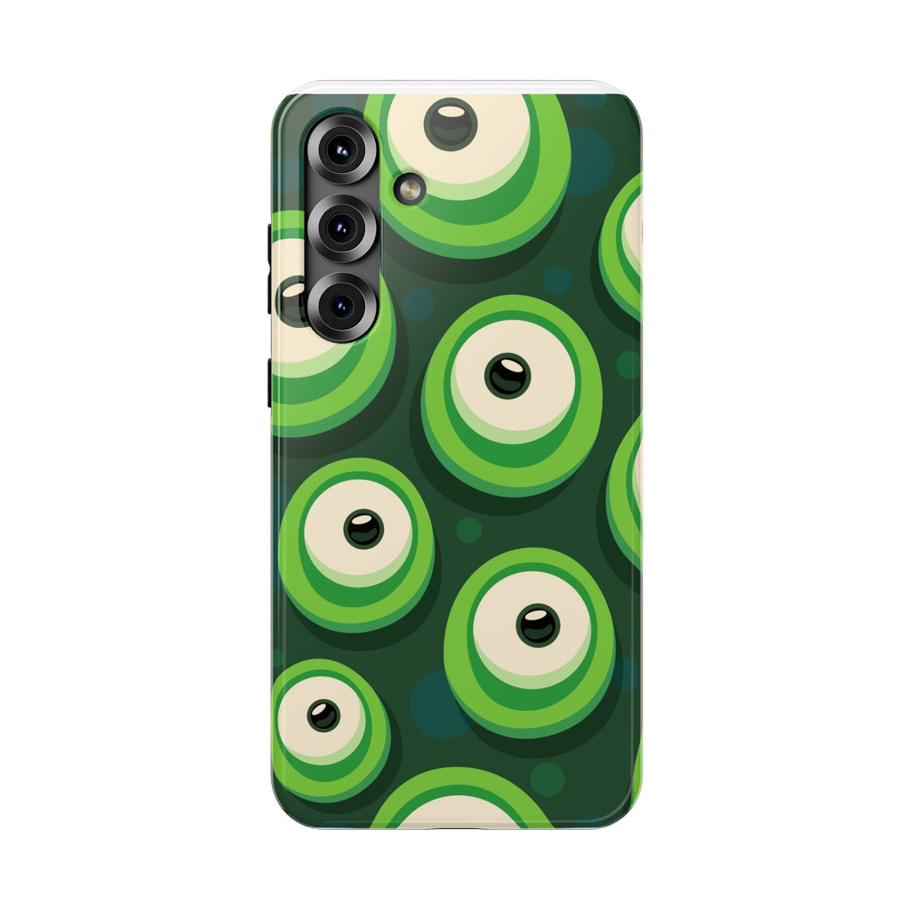 Green Abstract Eye Pattern Phone Case — Impact-Resistant Protective Cover