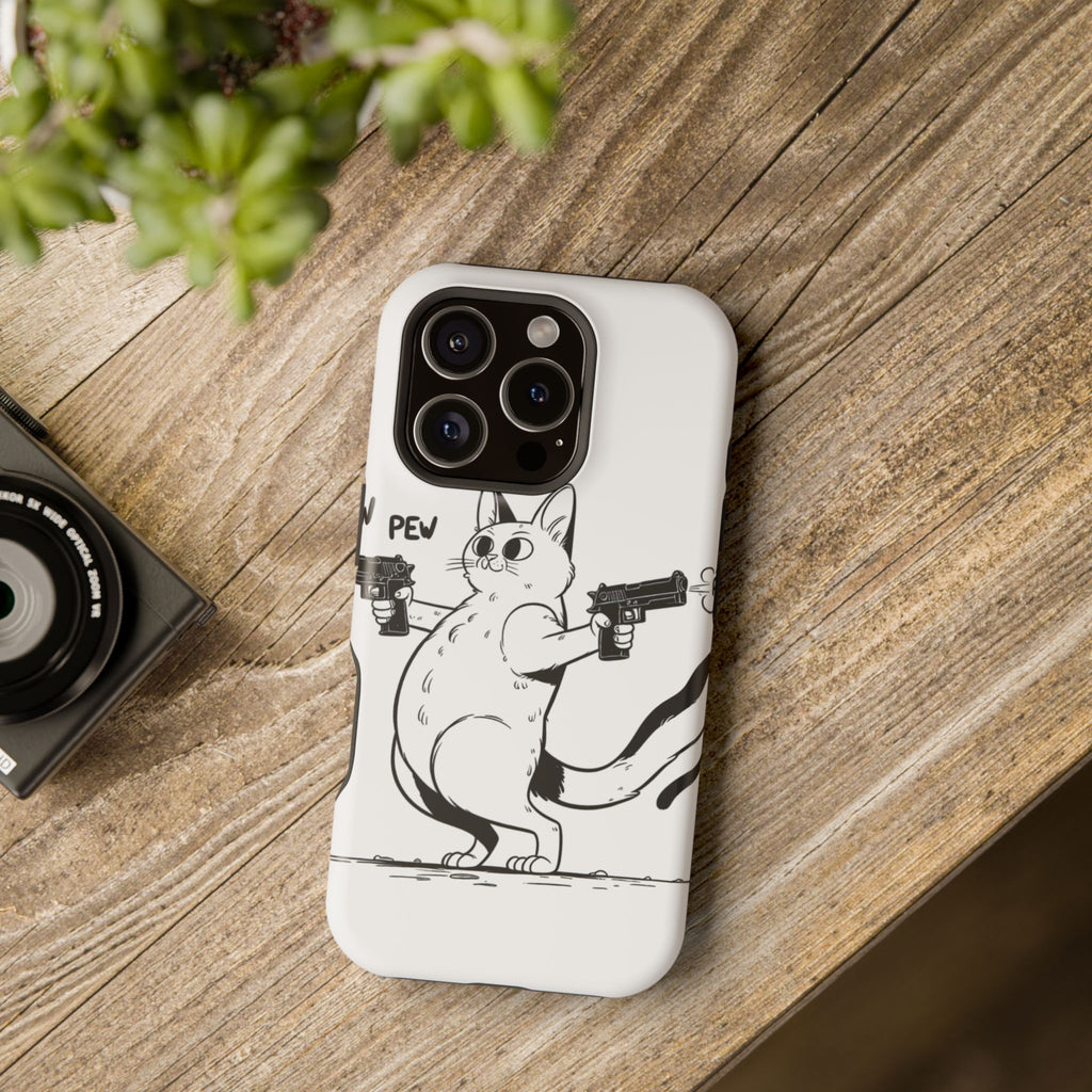 Impact Resistant Phone Case- Funny Cat Pew Pew