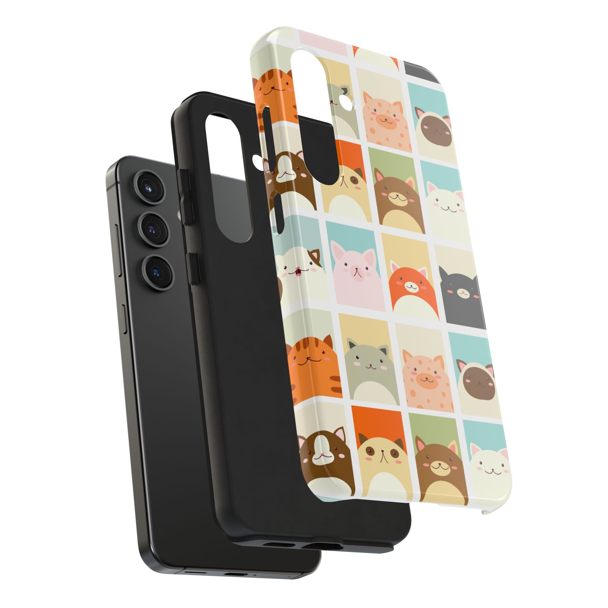 Cute Grid Cats Tough Phone Case