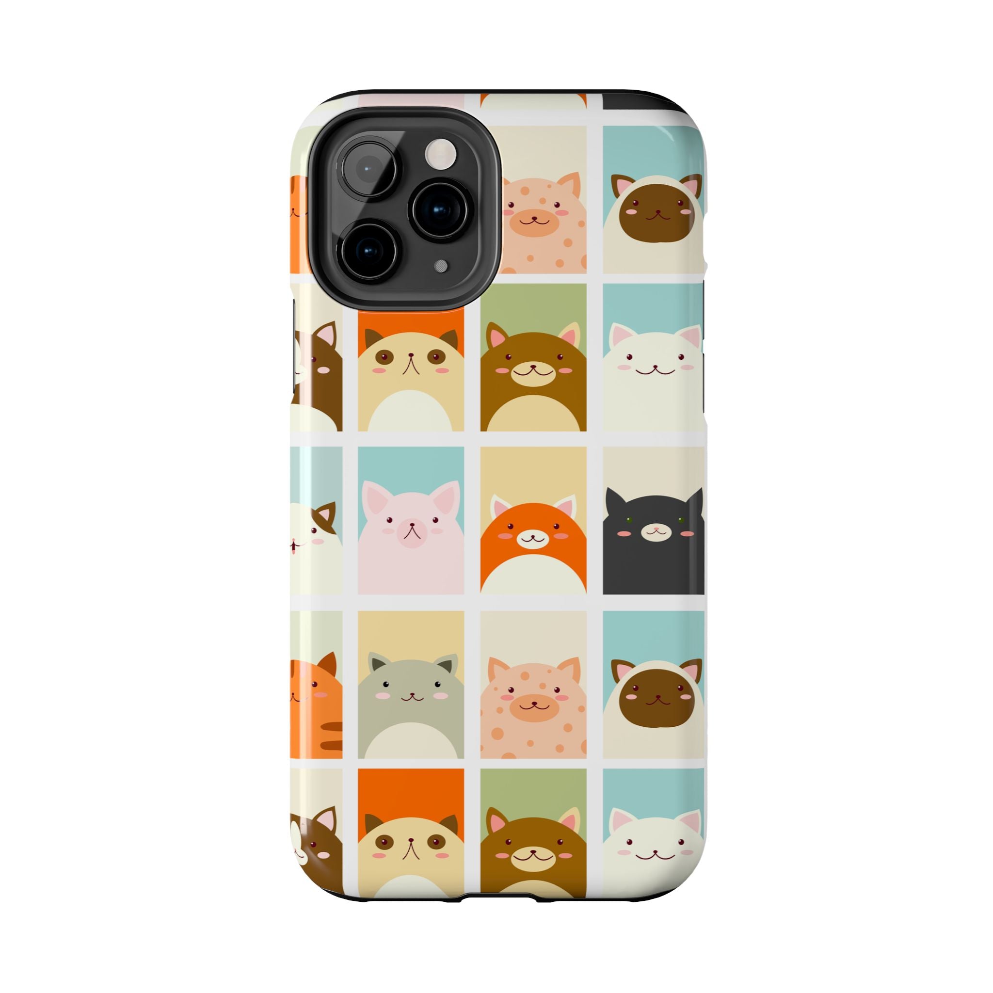 Cute Grid Cats Tough Phone Case