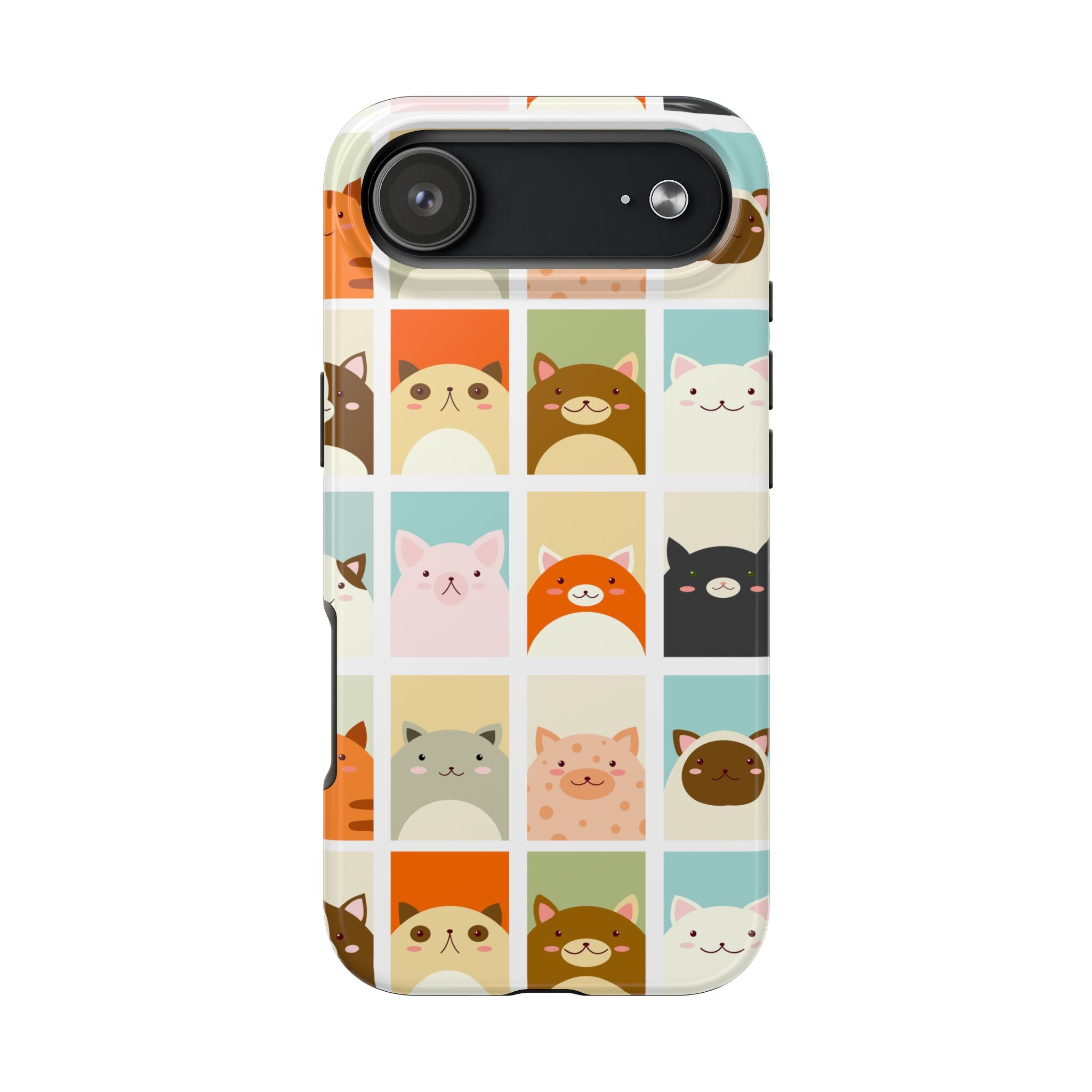 Cute Grid Cats Tough Phone Case