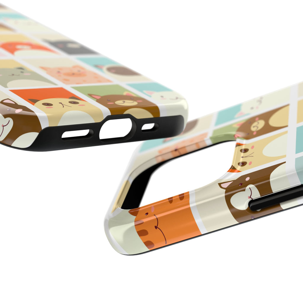 Cute Grid Cats Tough Phone Case