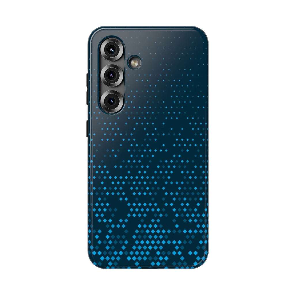Impact-Resistant Phone Case — Blue Digital Dot Matrix Design