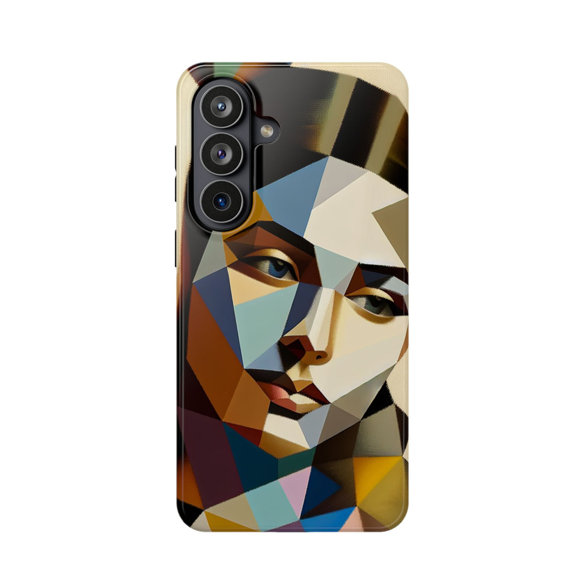 Geometric Portrait Impact-Resistant Phone Case — Abstract Cubist Face, Protective iPhone Cover