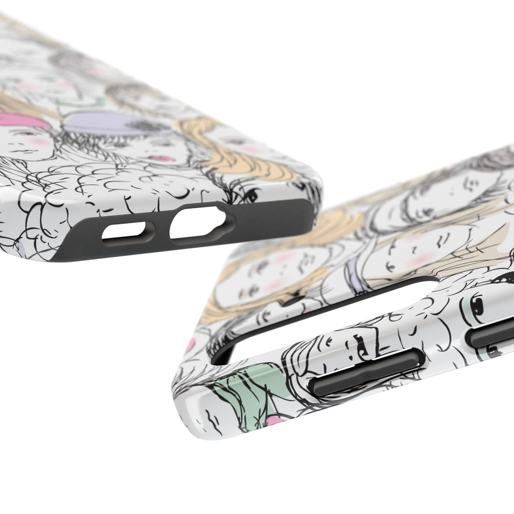 Phone Case — Hand-Drawn Faces Pattern