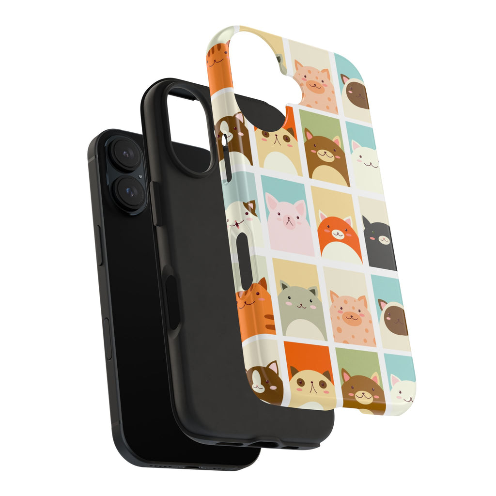 Cute Grid Cats Tough Phone Case