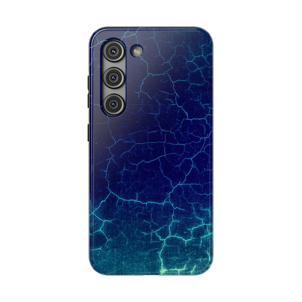 Blue Electric Crackle Phone Case — Impact-Resistant Galaxy Phone Protective Cover
