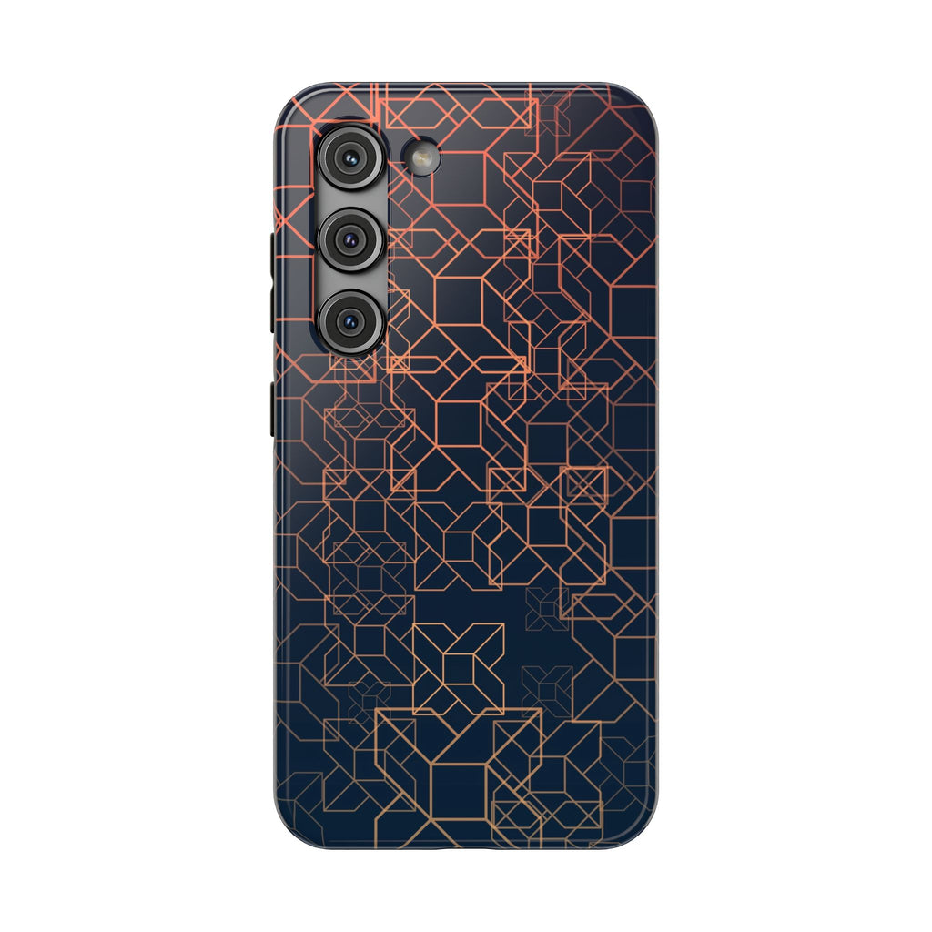 Geometric Copper Grid Impact-Resistant Phone Case