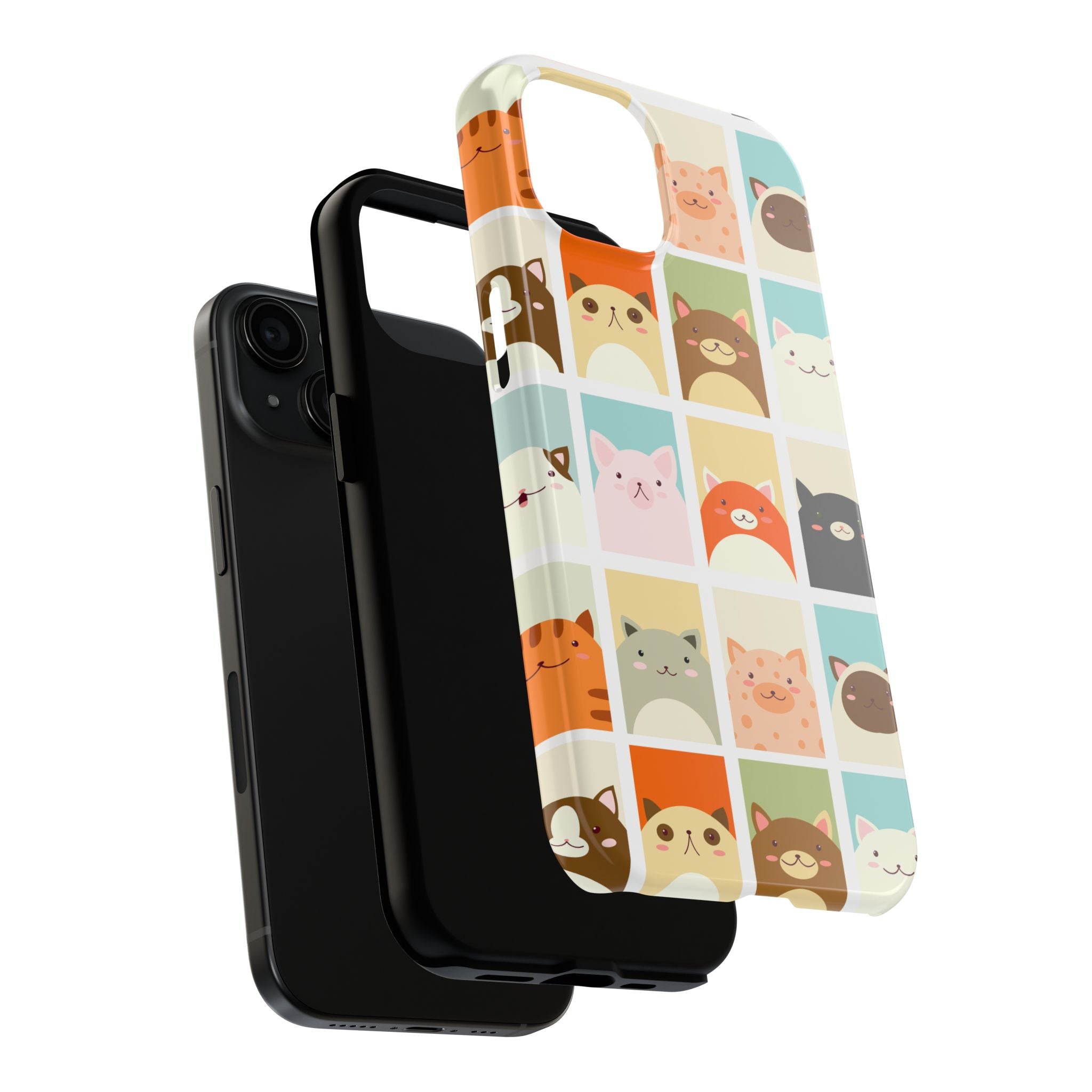 Cute Grid Cats Tough Phone Case