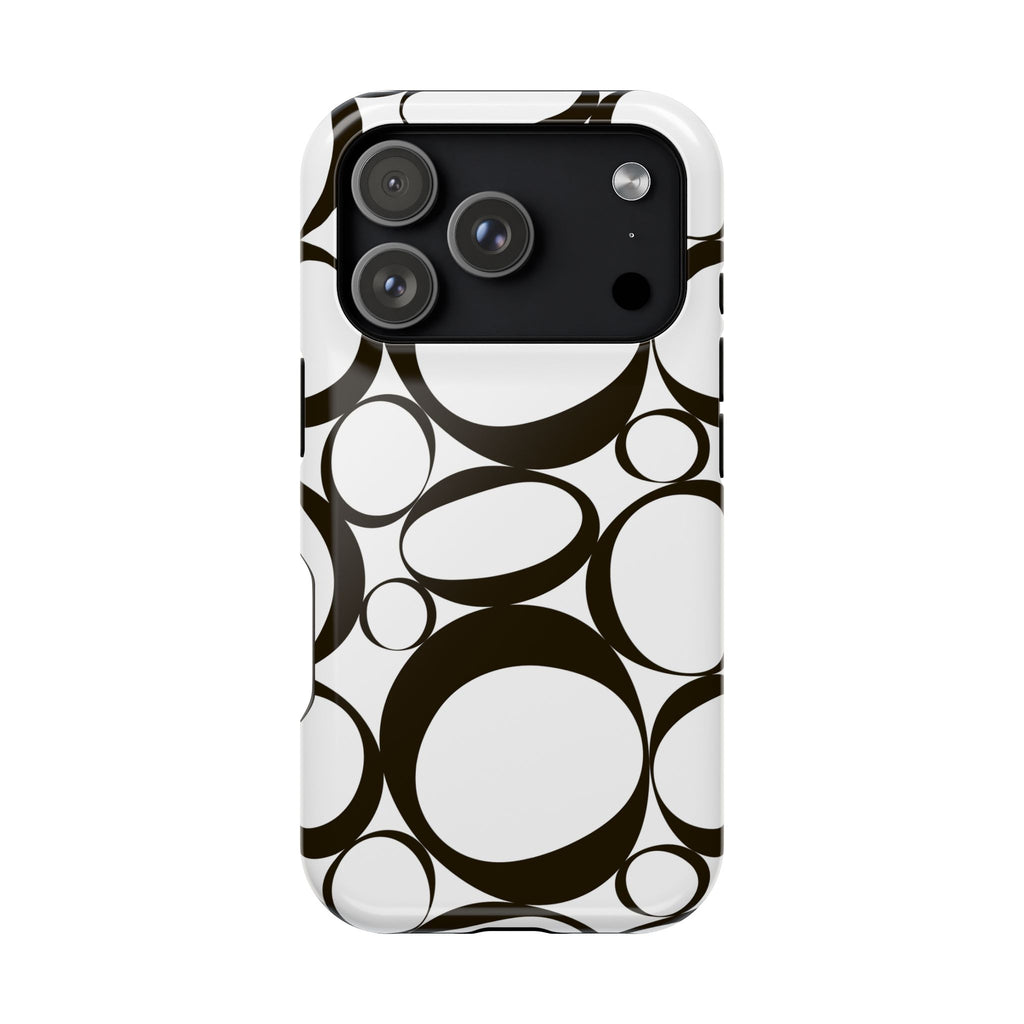 Impact-Resistant Phone Case — Retro Black & White Circle Pattern