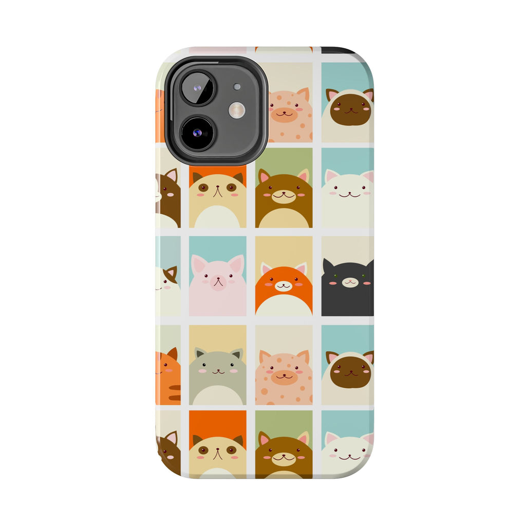 Cute Grid Cats Tough Phone Case