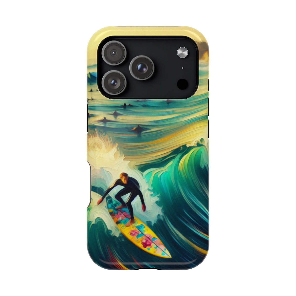 Surfing Waves Impact-Resistant Phone Case — Colorful Surfer Design