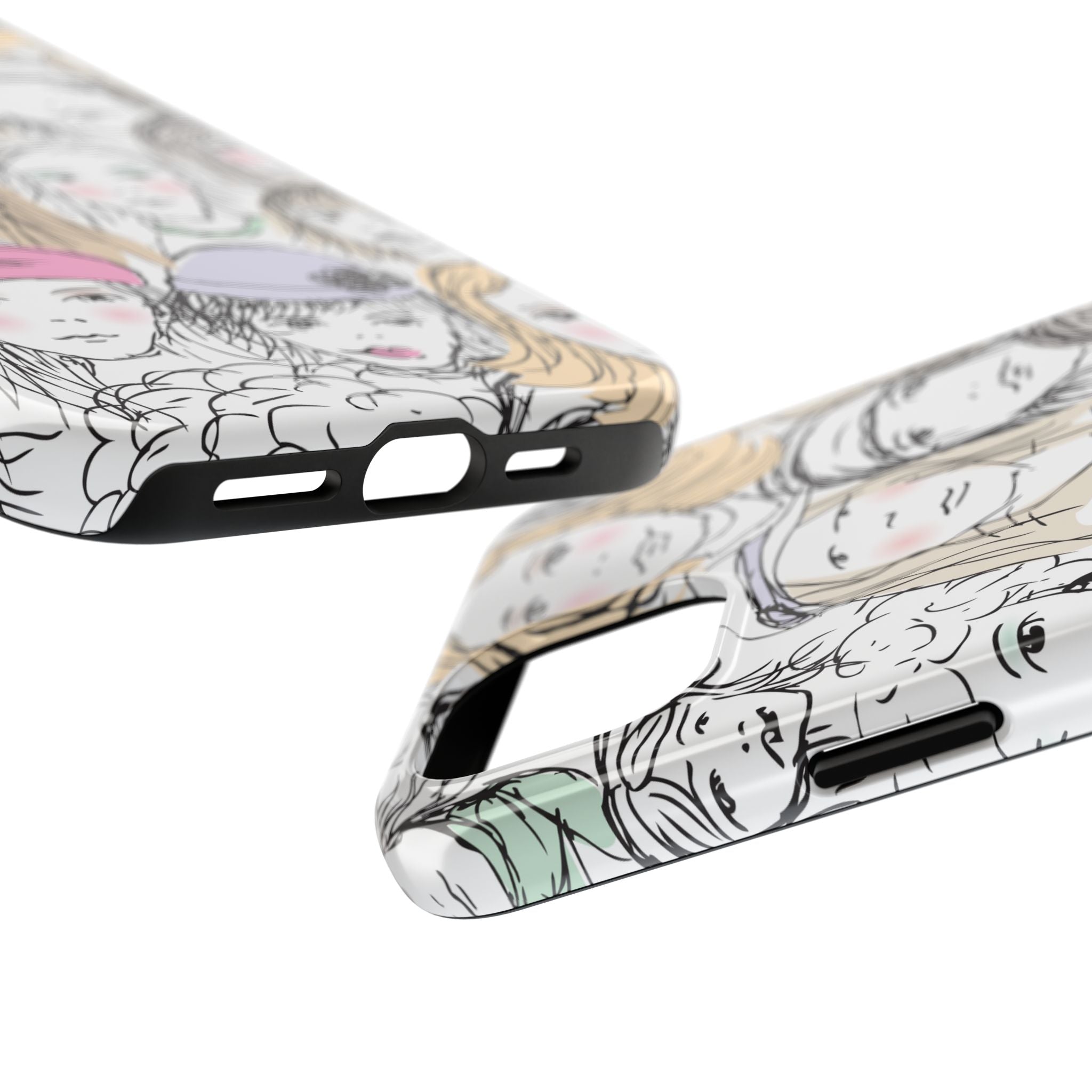 Phone Case — Hand-Drawn Faces Pattern