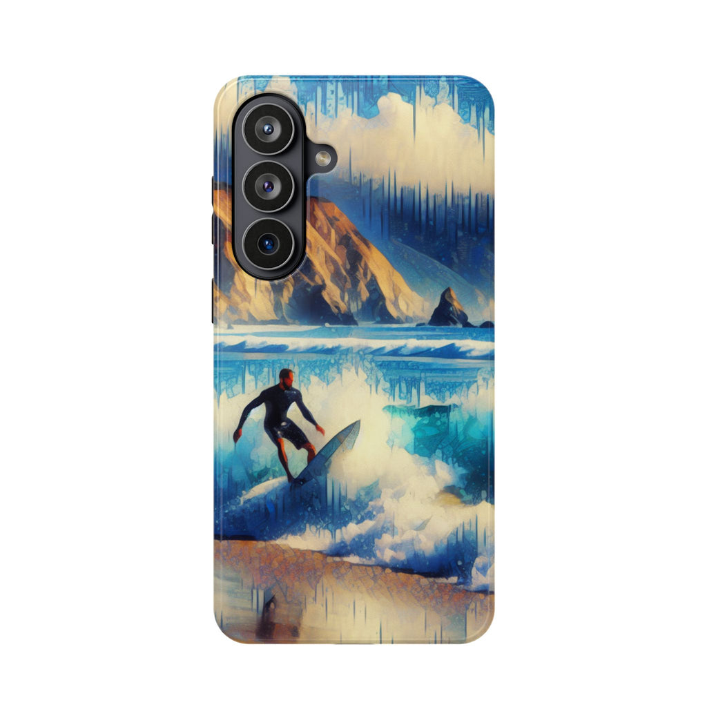 Surfer Wave Impact Phone Case – Vibrant Ocean Art Protective Cover