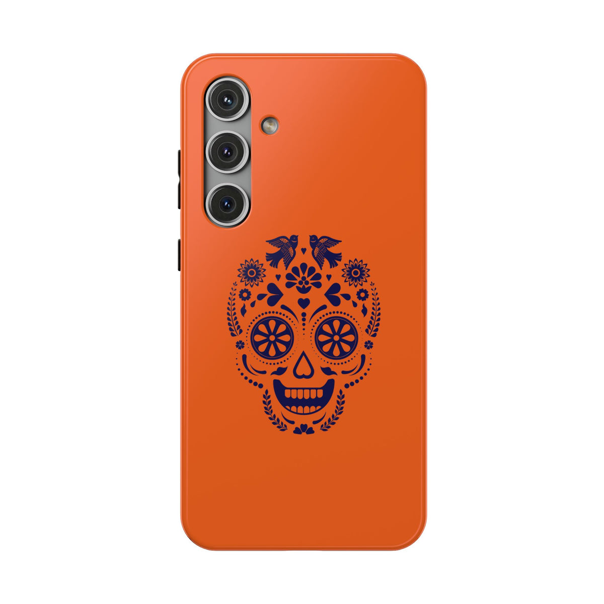 Sugar Skull Impact-Resistant Phone Case — Orange Day of the Dead Design