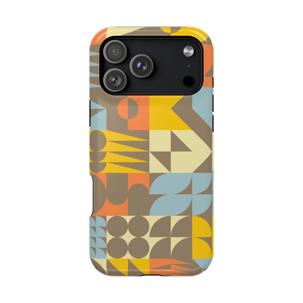 Retro Geometric Impact Phone Case — Mid-Century Modern Pattern for iPhone