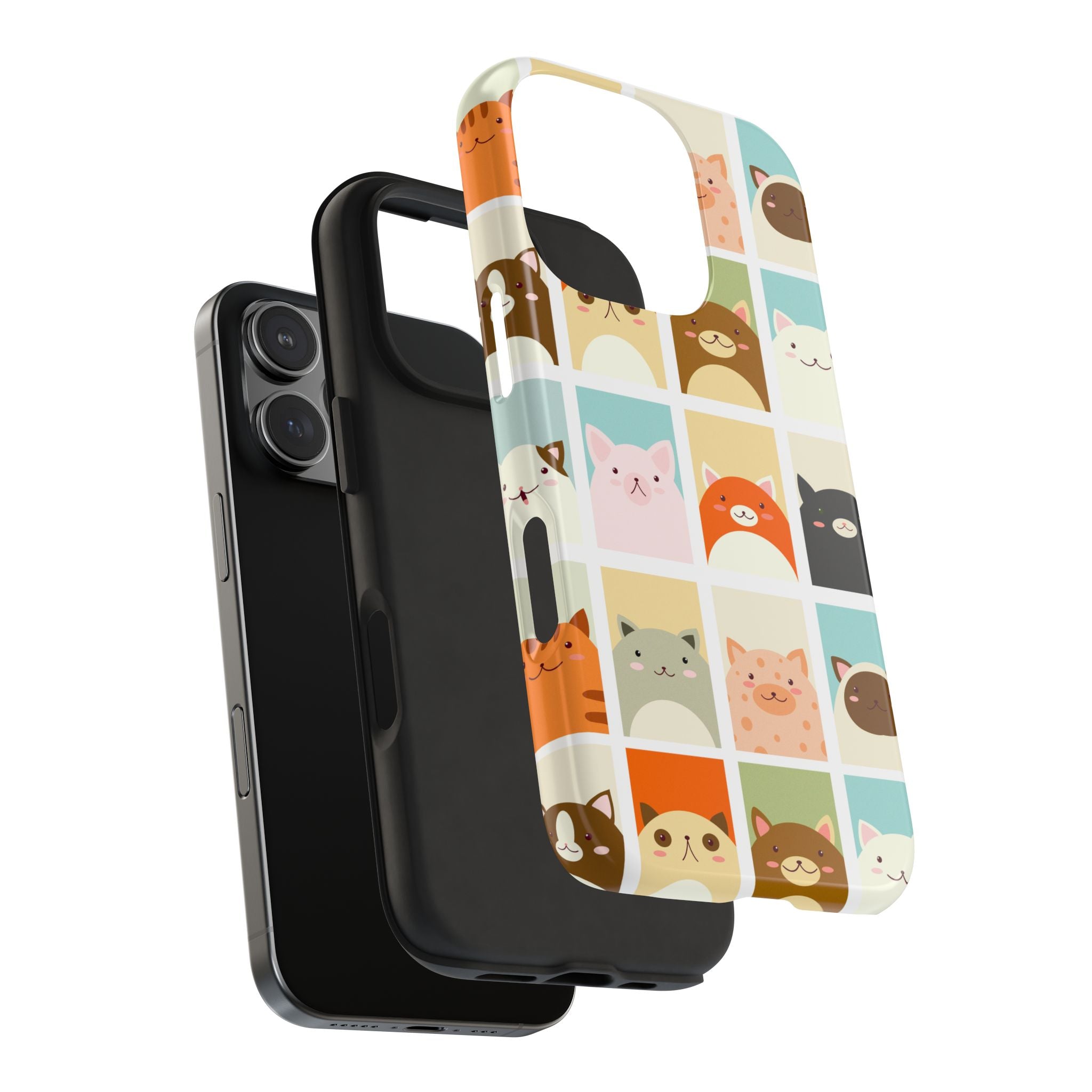 Cute Grid Cats Tough Phone Case