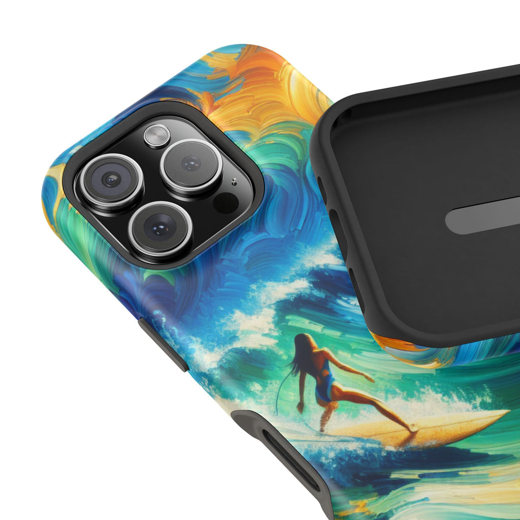 Surf-Inspired Impact Resistant Phone Case, Vibrant Ocean Wave Design