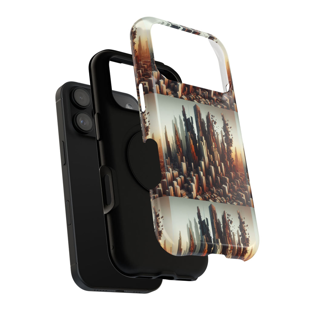Abstract Skyline iPhone Case — Surreal Cityscape Impact-Resistant Phone Cover