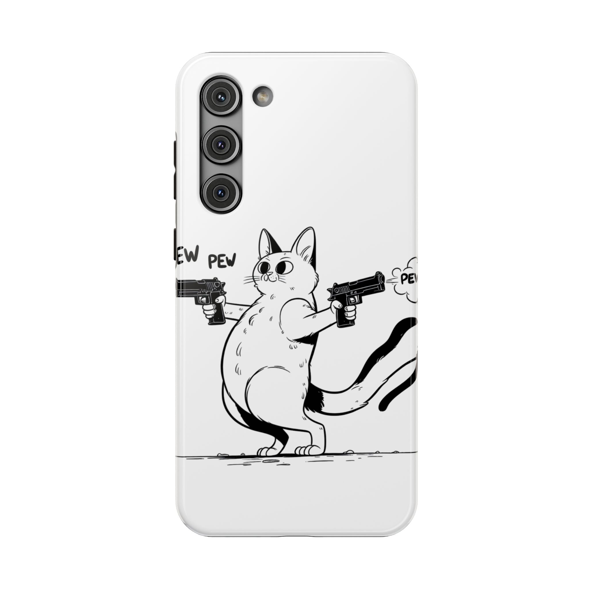 Impact Resistant Phone Case- Funny Cat Pew Pew
