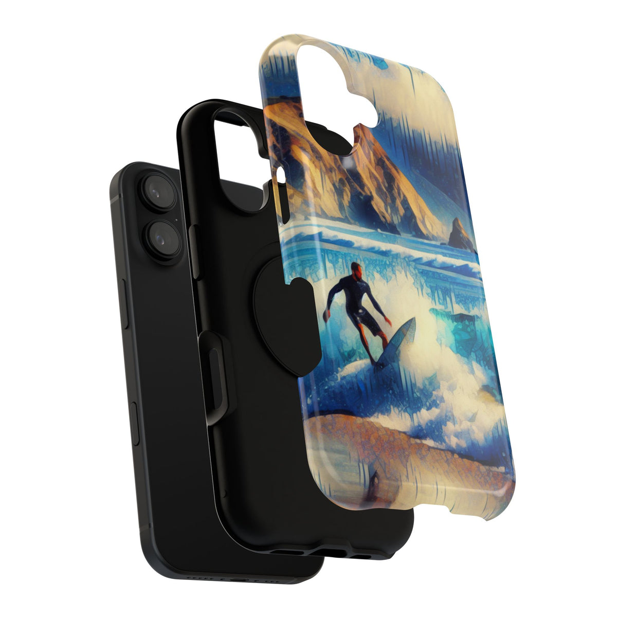 Surfer Wave Impact Phone Case – Vibrant Ocean Art Protective Cover