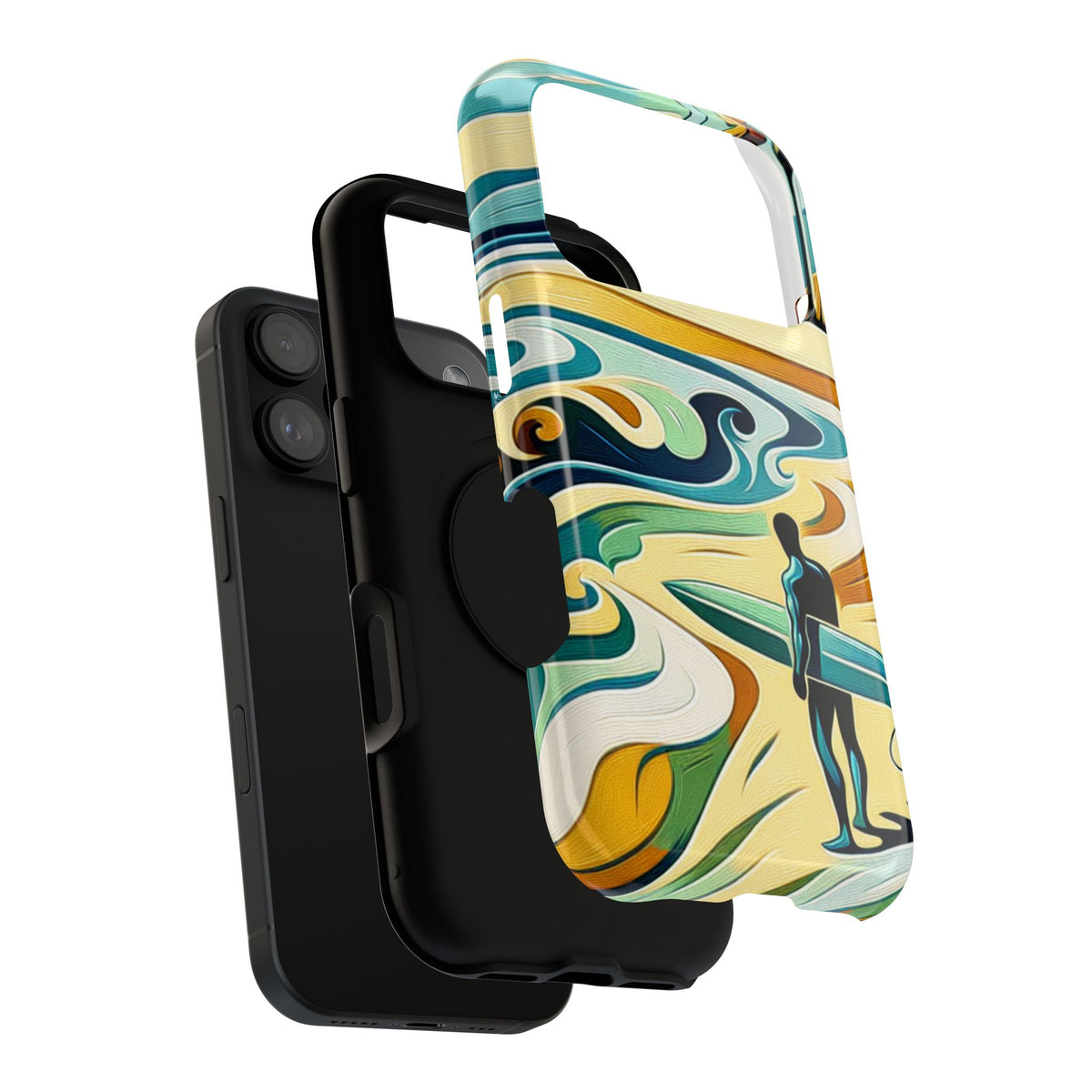Surfboard Wave Art Phone Case — Impact-Resistant Beach Vibes iPhone Case