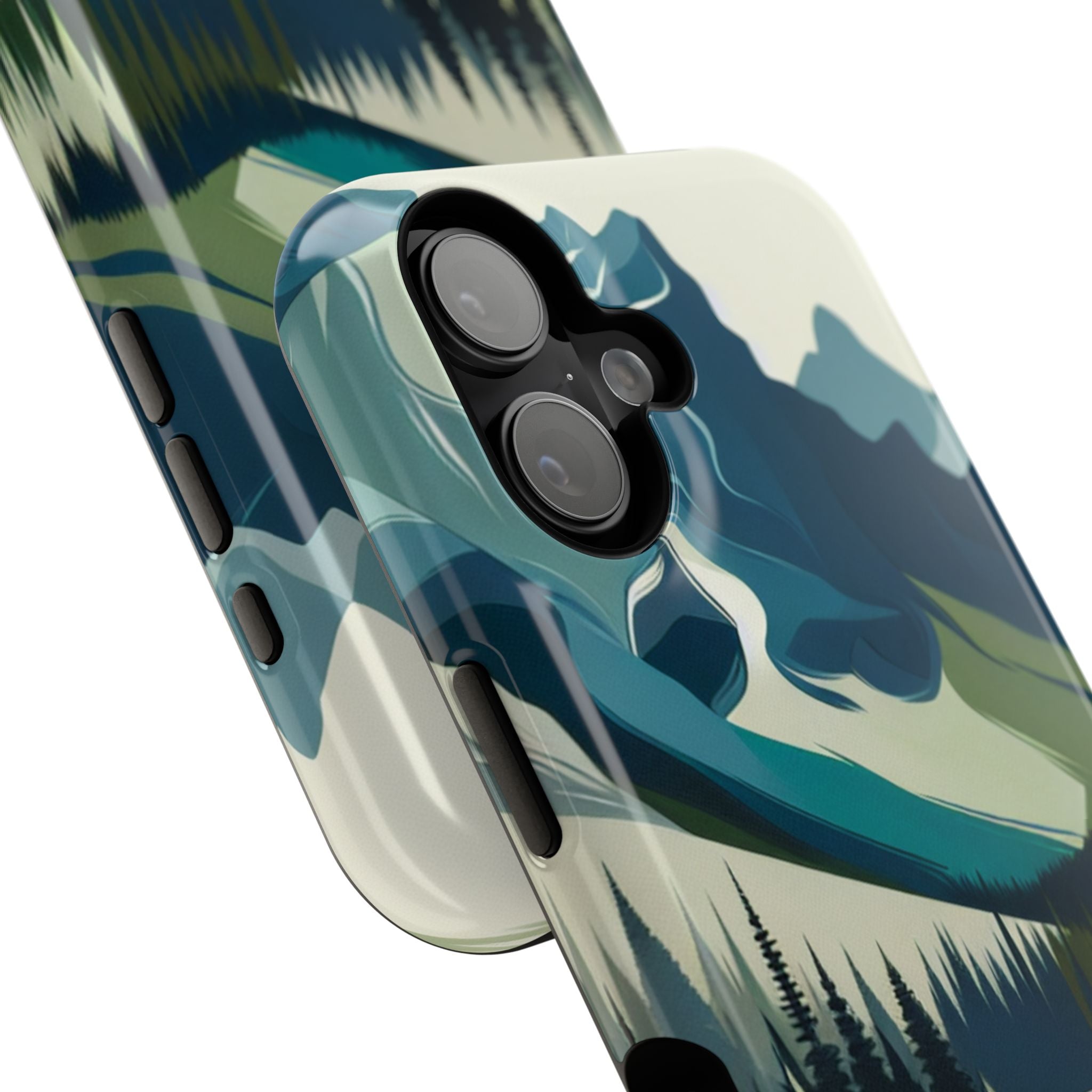 Impact Resistant Phone Case - Mountain Lake with Forest Design