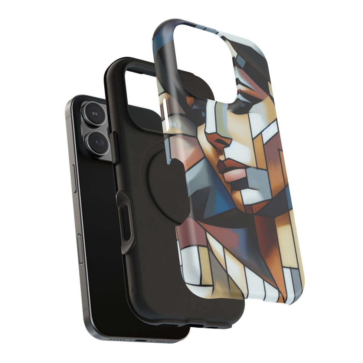 Impact-Resistant Phone Case — Modern Geometric Portrait Design