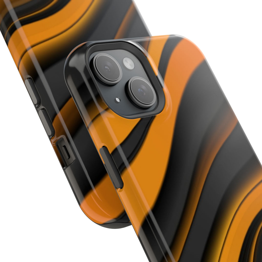 Fancy Orange & Black Wave Design Shockproof Magnetic Phone Case for iPhone/Samsung