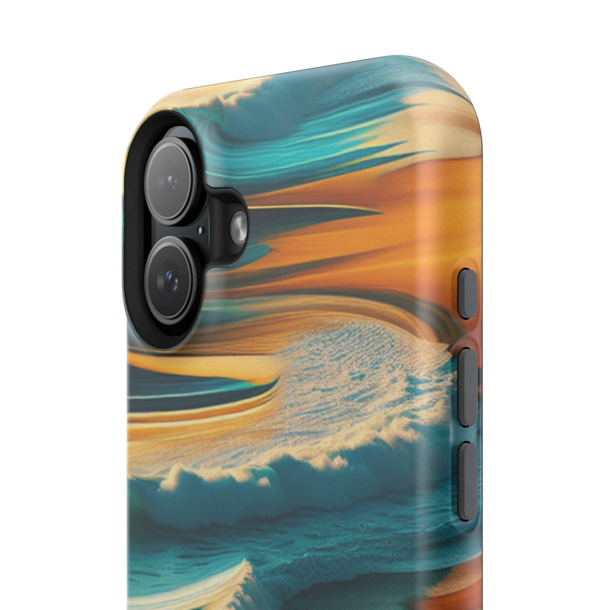 Surf Sunset Impact-Resistant Phone Case — Surfer Silhouette Beach Waves Design