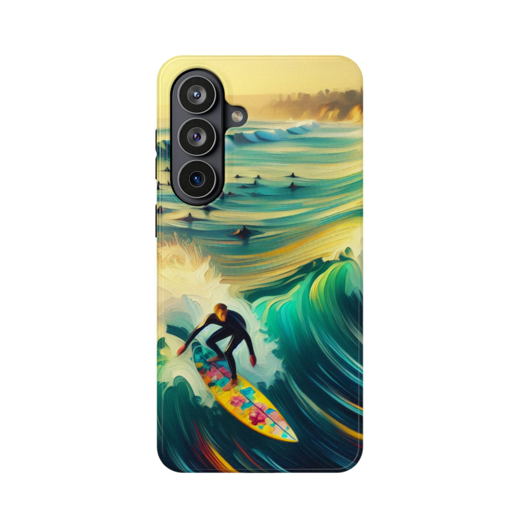 Surfing Waves Impact-Resistant Phone Case — Colorful Surfer Design