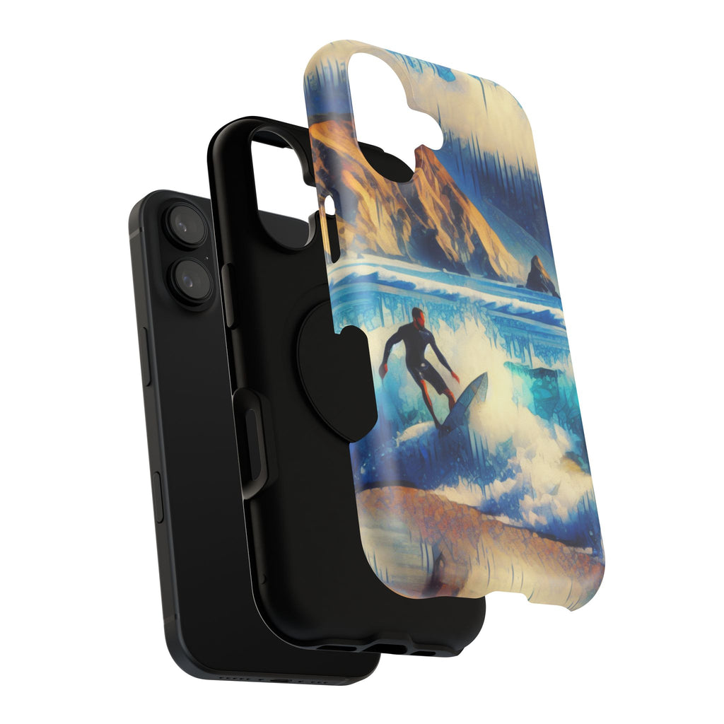 Surfer Wave Impact Phone Case – Vibrant Ocean Art Protective Cover