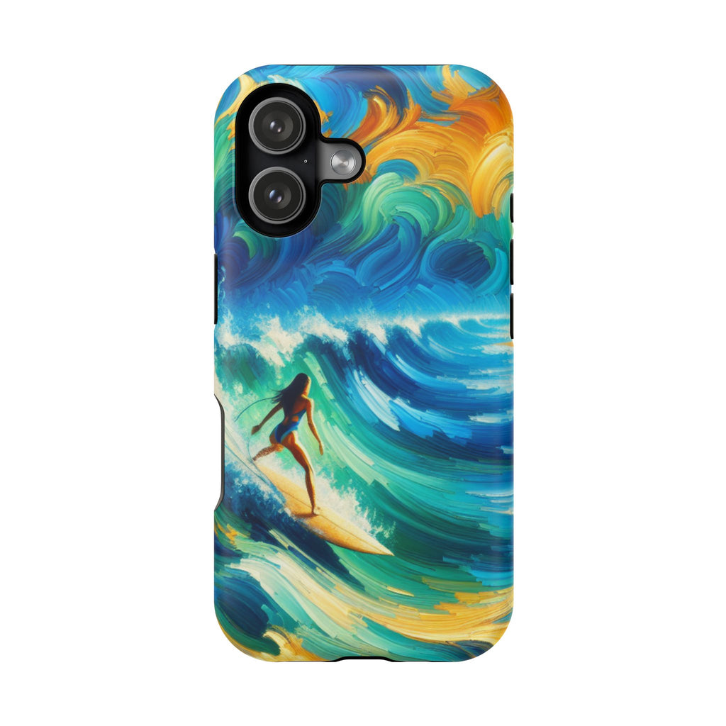 Surfer Wave Impact Phone Case – Vibrant Ocean Art Protective Cover