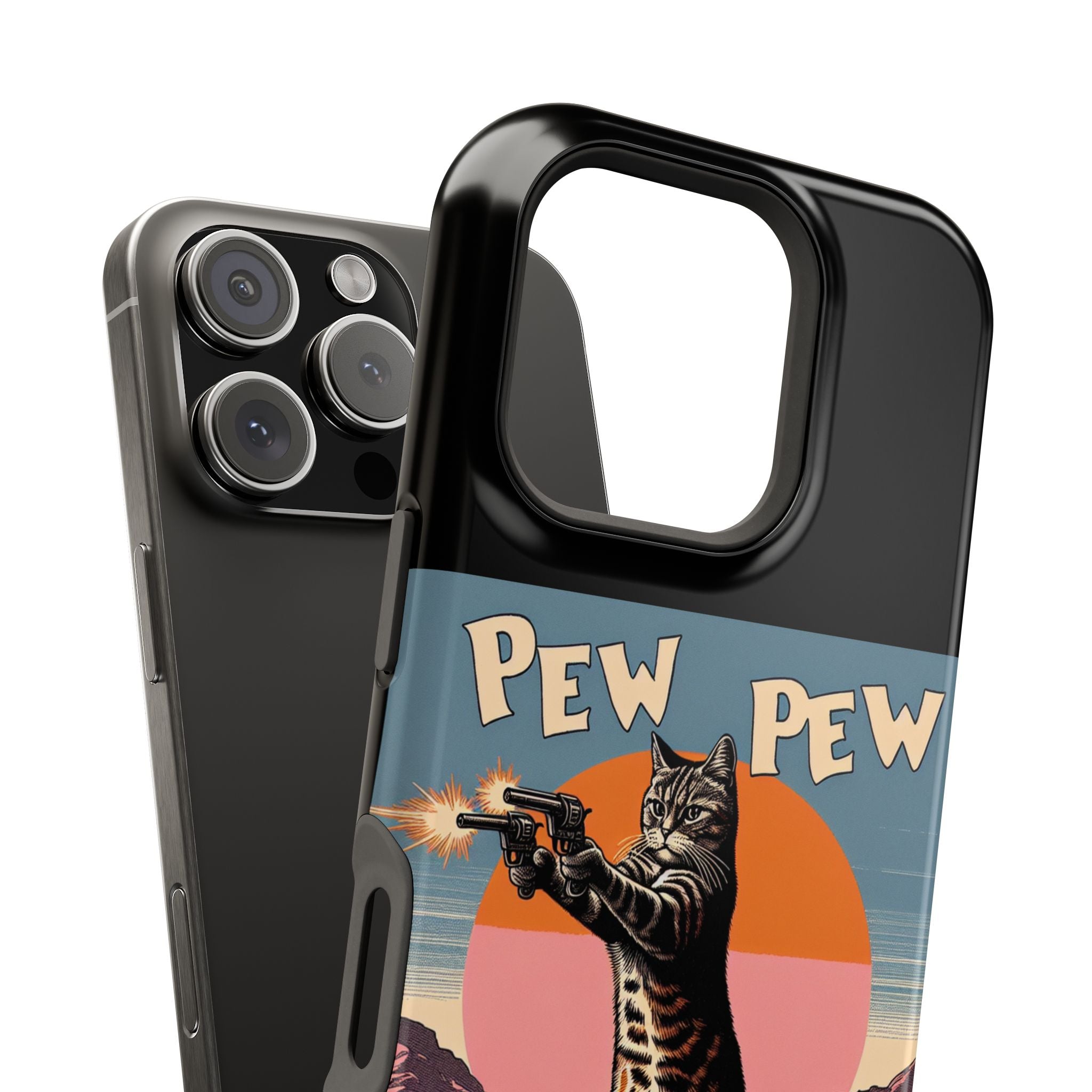 Impact Resistant Phone Tough Case - Pew Pew Kitty Dessert Design