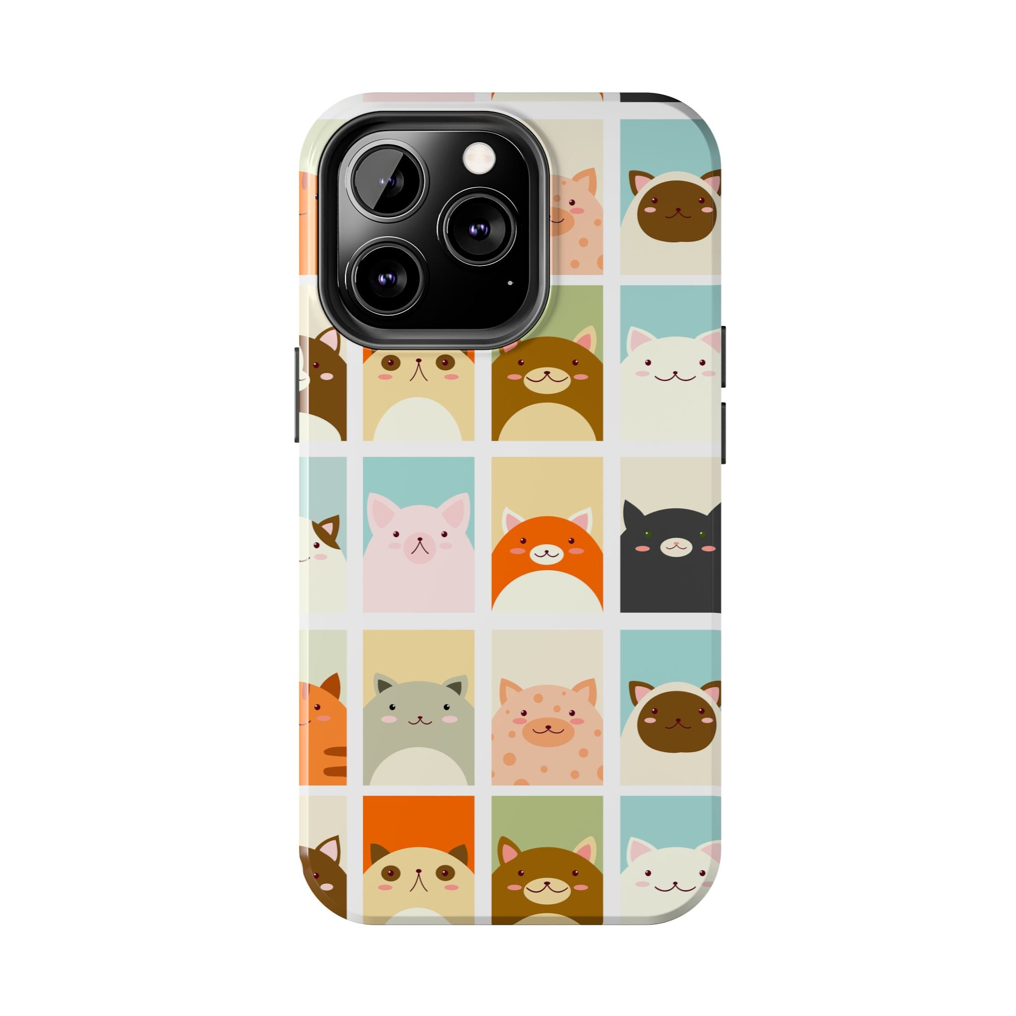 Cute Grid Cats Tough Phone Case