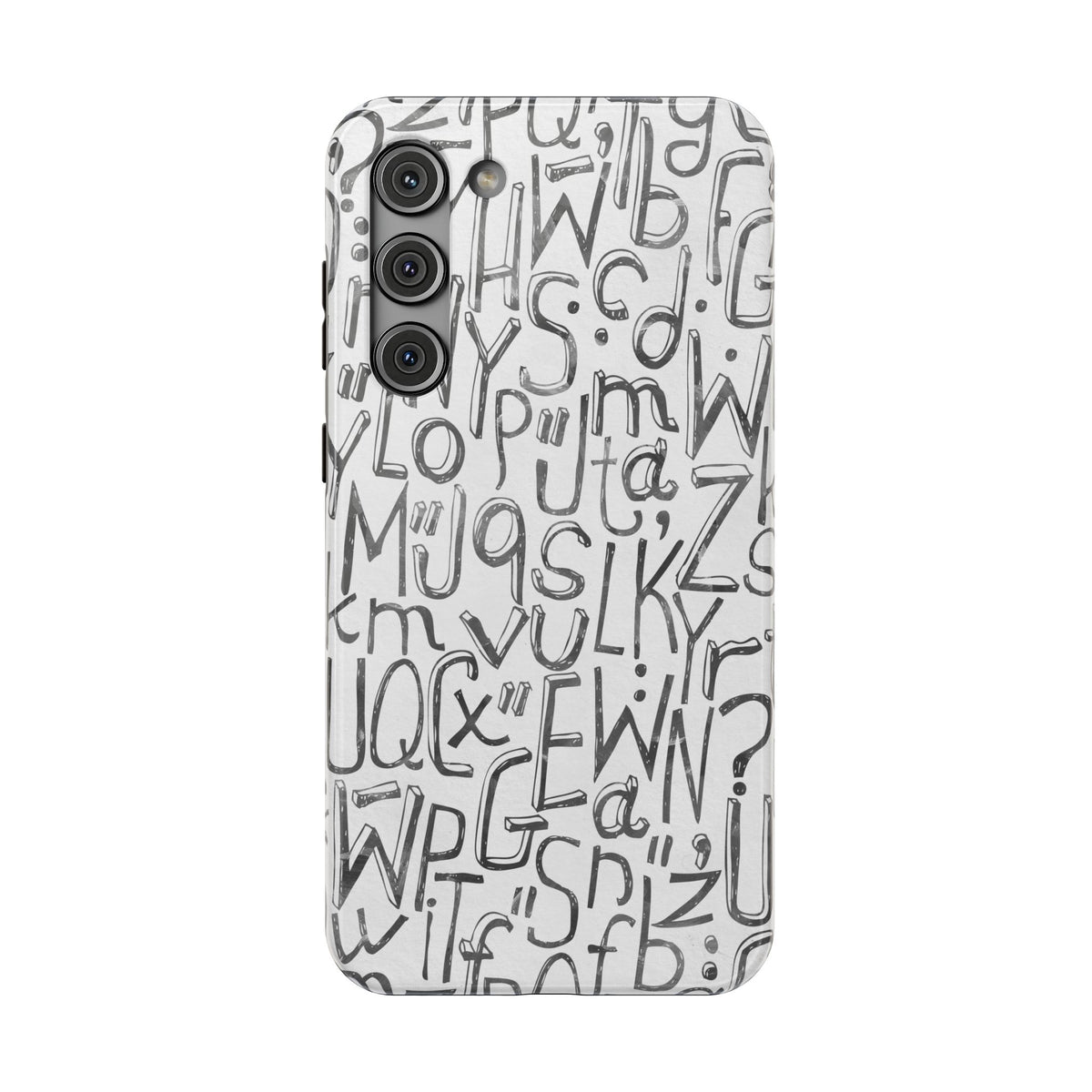 Monochrome Letter Pattern Impact-Resistant Case for iPhone