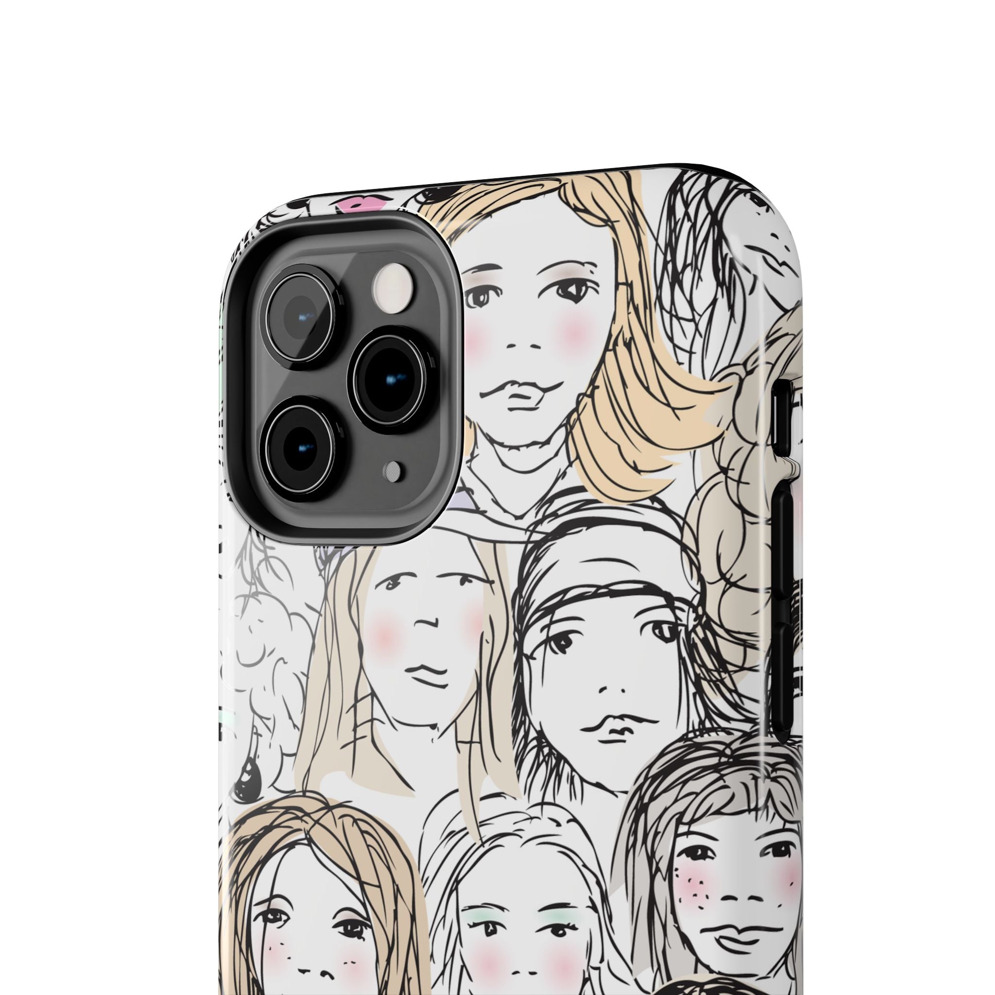 Phone Case — Hand-Drawn Faces Pattern