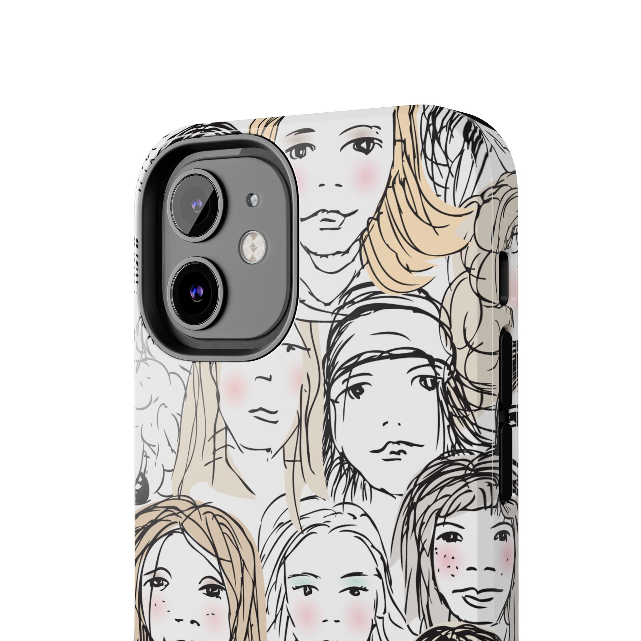 Phone Case — Hand-Drawn Faces Pattern