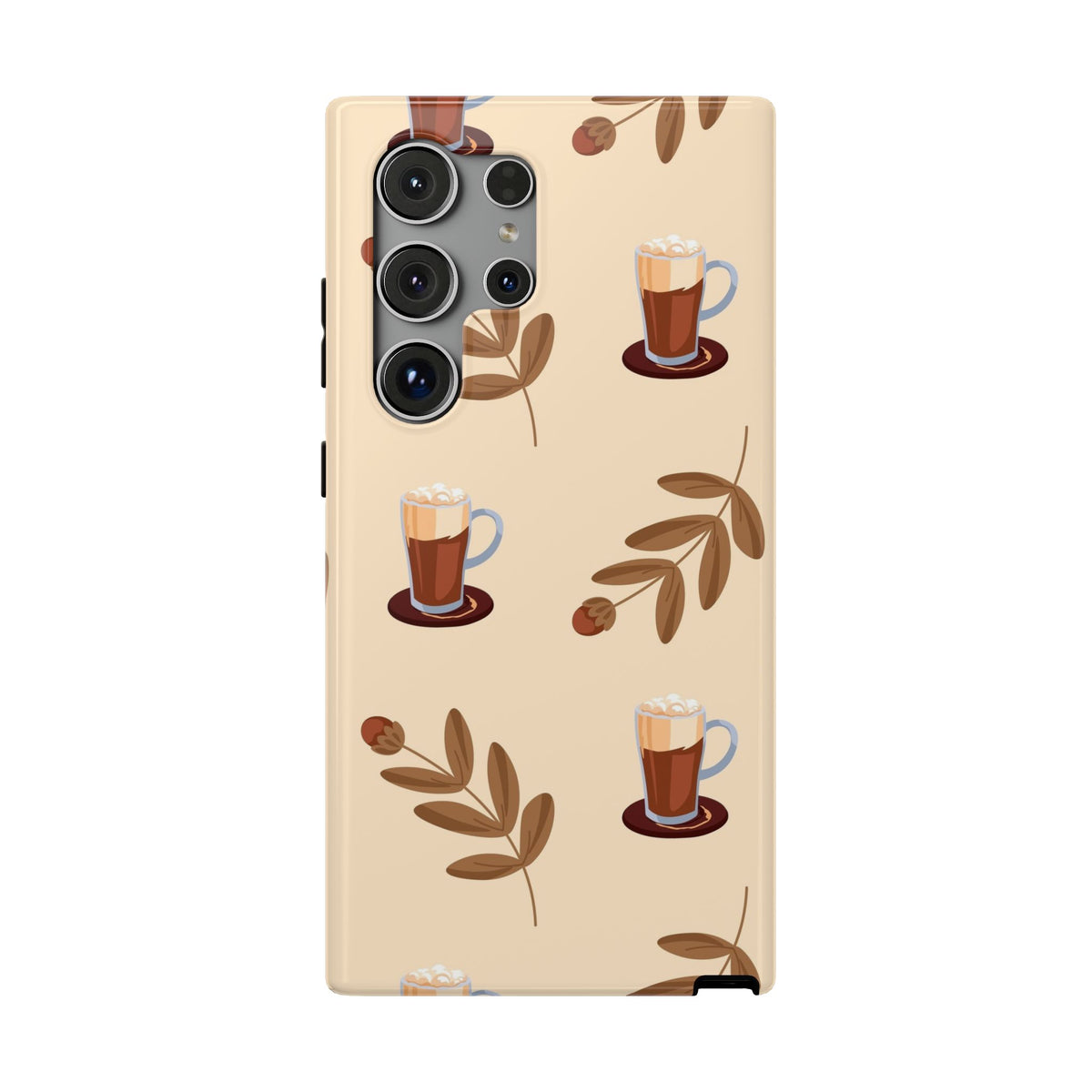 Latte & Leaves Impact-Resistant Phone Case for Samsung Galaxy Phones