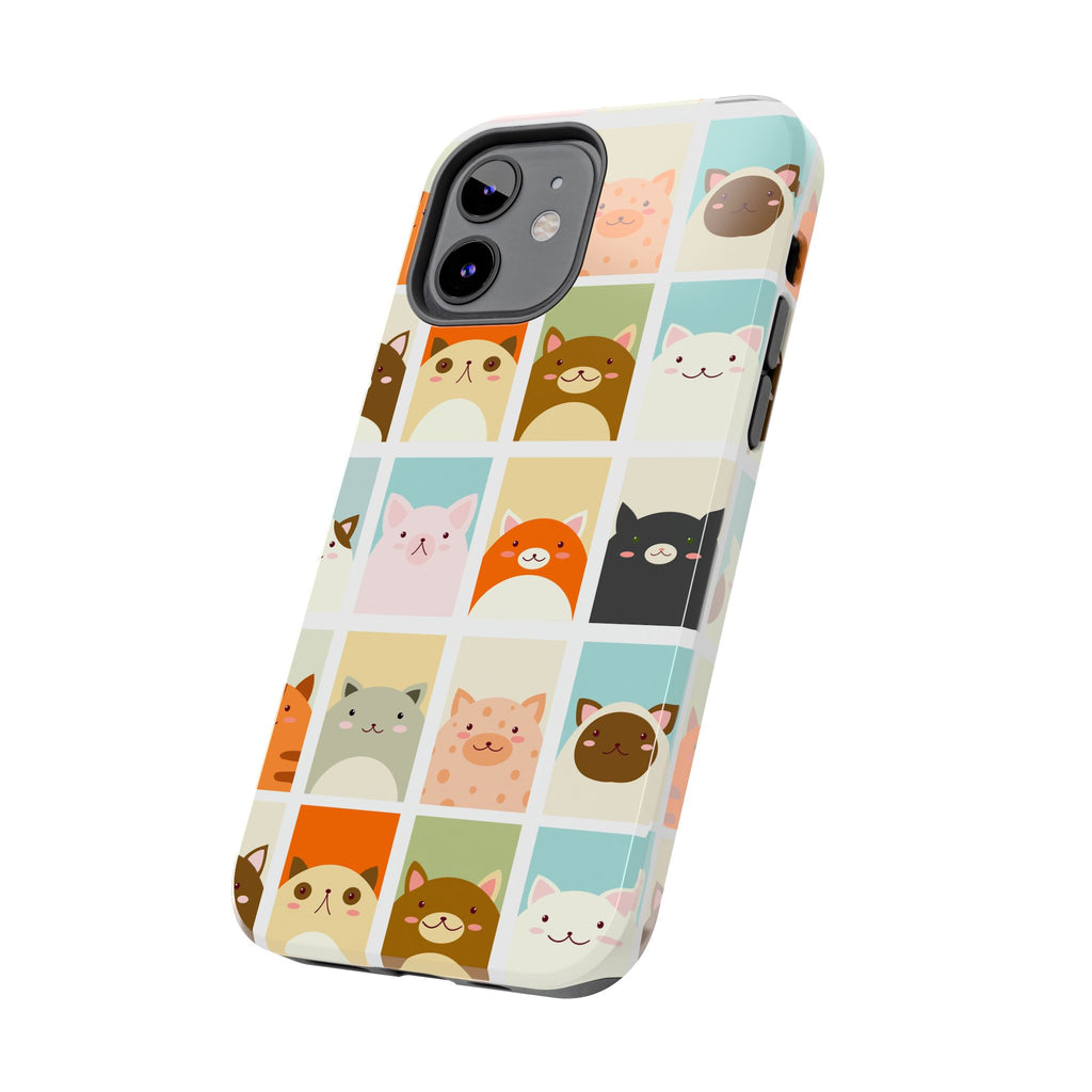 Cute Grid Cats Tough Phone Case