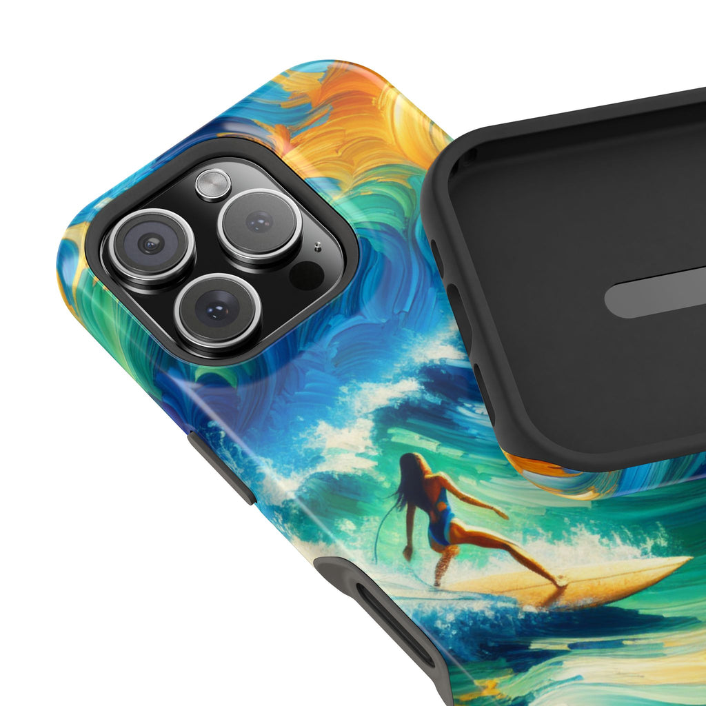 Surf-Inspired Impact Resistant Phone Case, Vibrant Ocean Wave Design