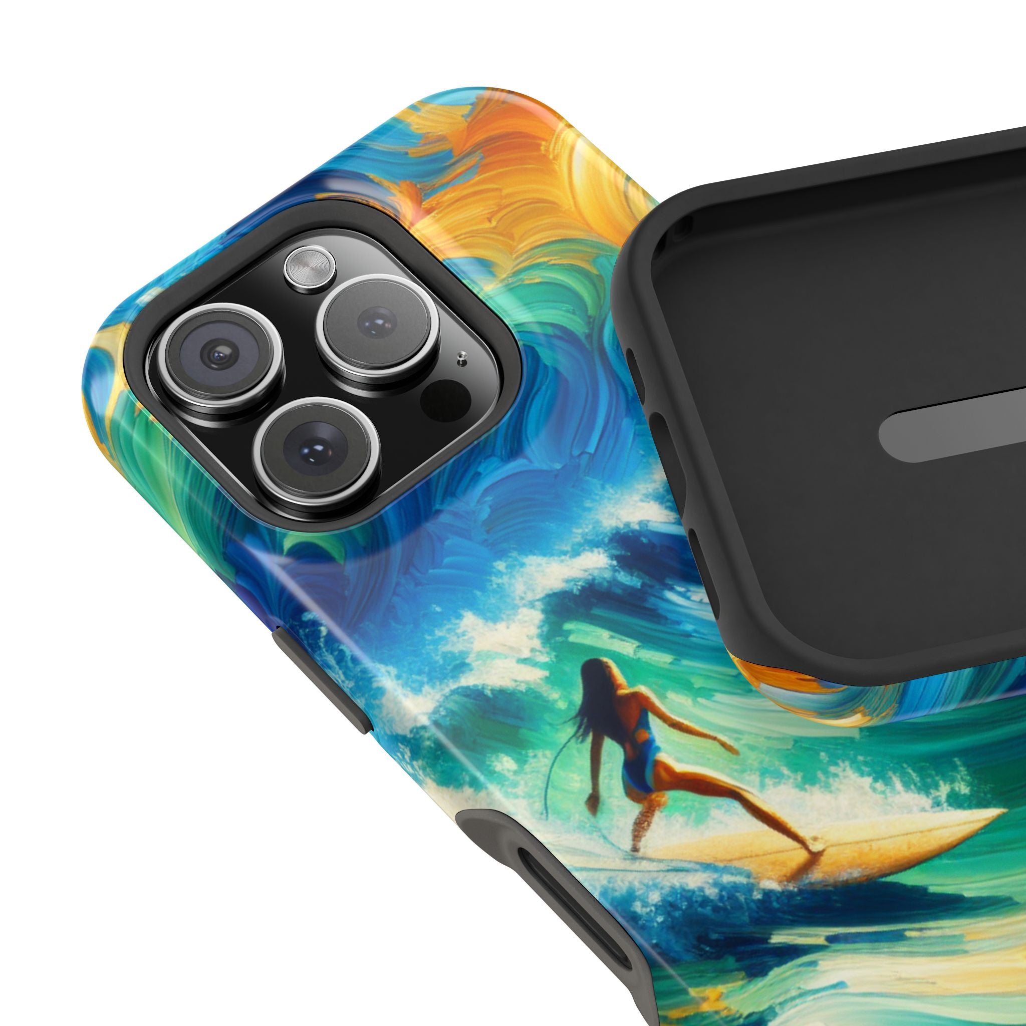 Surf-Inspired Impact Resistant Phone Case, Vibrant Ocean Wave Design