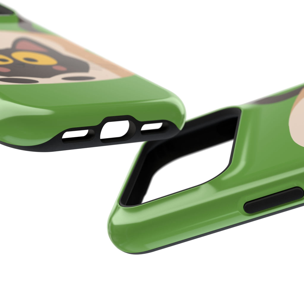 Cute Cat-in-Bread Impact-Resistant Phone Case – Green